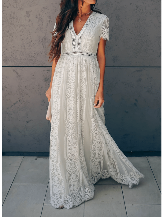 Angelica - Elegante Vestito in Pizzo con Scollatura a V