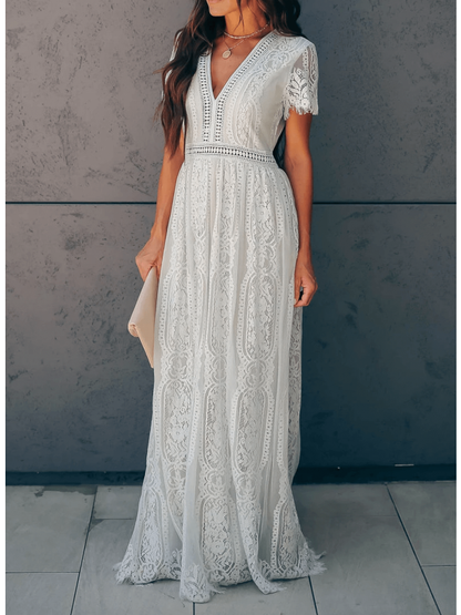 Angelica - Elegante Vestito in Pizzo con Scollatura a V