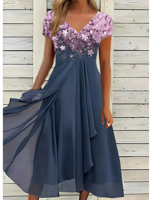 Mauricia - Abito midi elegante in pizzo con design floreale